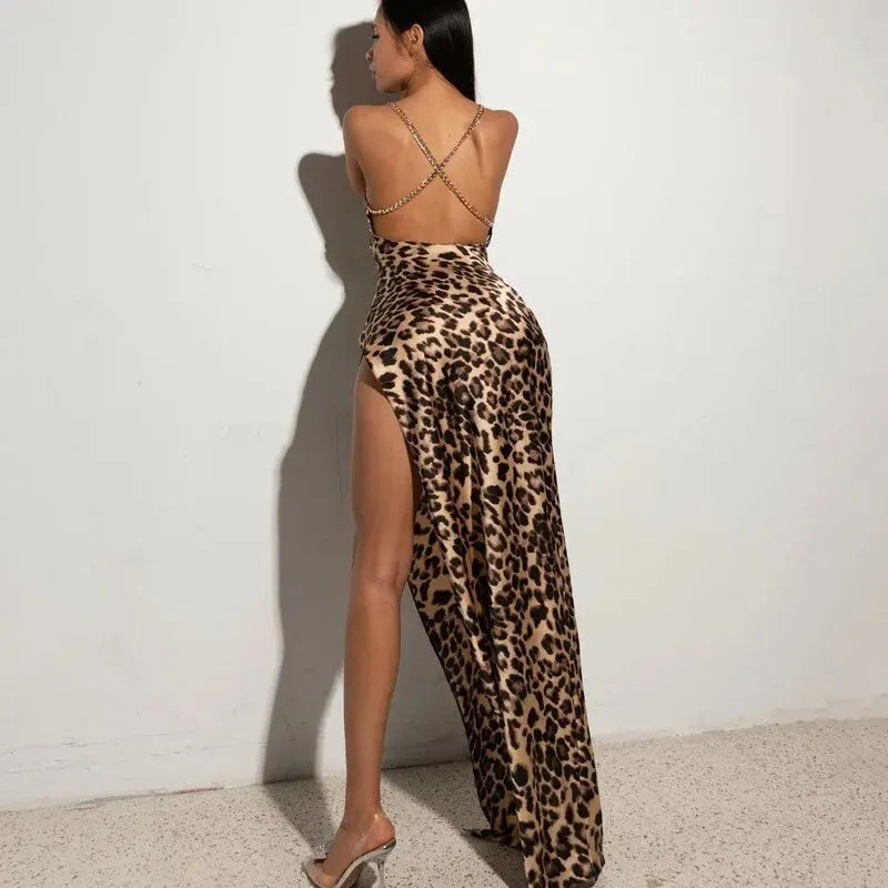 Side Slit Bodycon Leopard print Long Dress